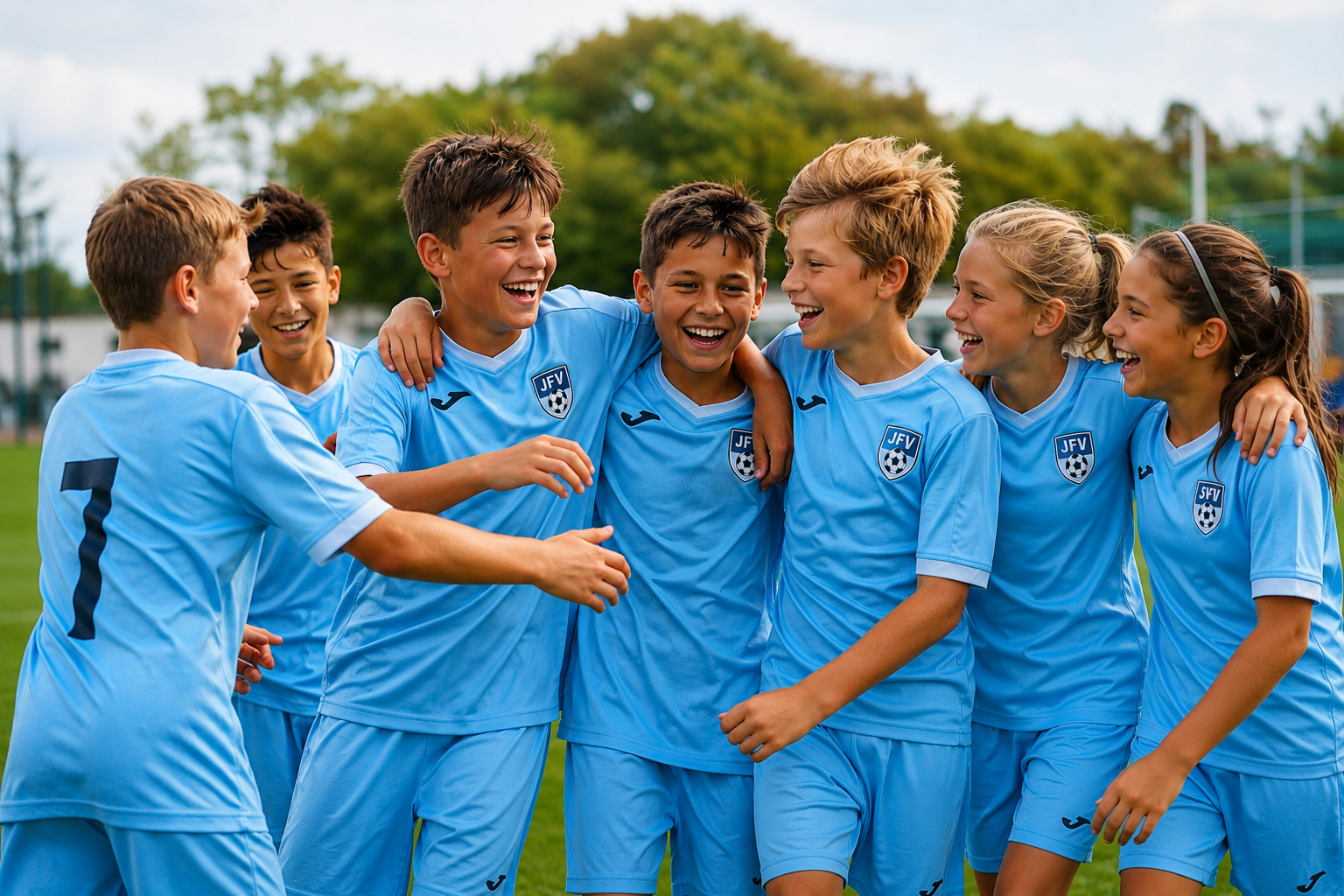 Kinder im Sportverein haben Spaß beim Fußball